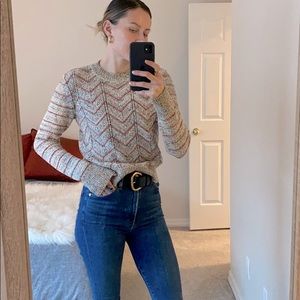 Free People Grey Striped Knit Sweater